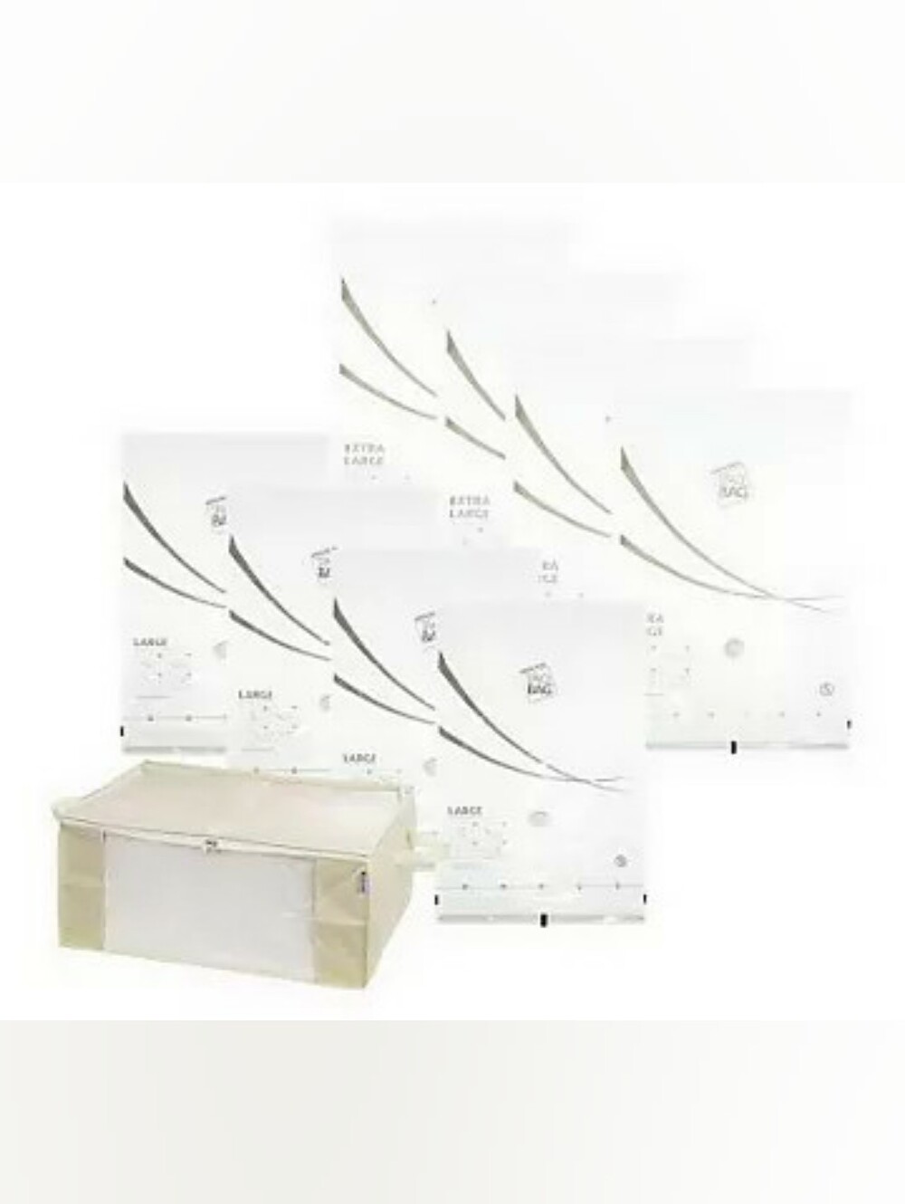 Space Bag 9-piece Large Storage Set with Tan Tote NIB
